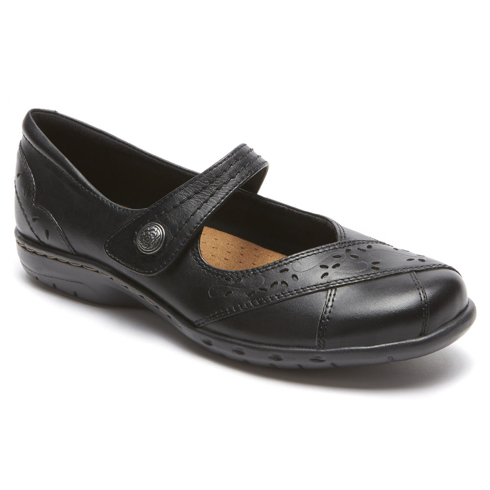 Rockport Flats Sko Dame Svart - Cobb Hill Petra Mary Jane - WPOB82603